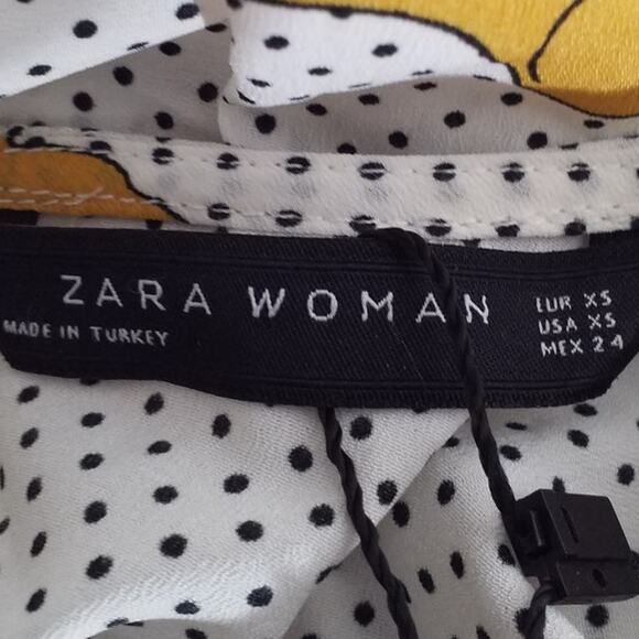 Zara Woman Dachshund Dog Print Polka Dot Top XS NWT - Picture 6 of 8